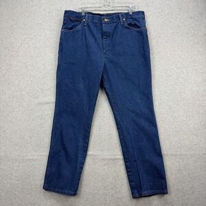 Wrangler Jeans Mens 38x30 Blue Denim Pants Cowboy Cut Western Rodeo Ranch 936PWD